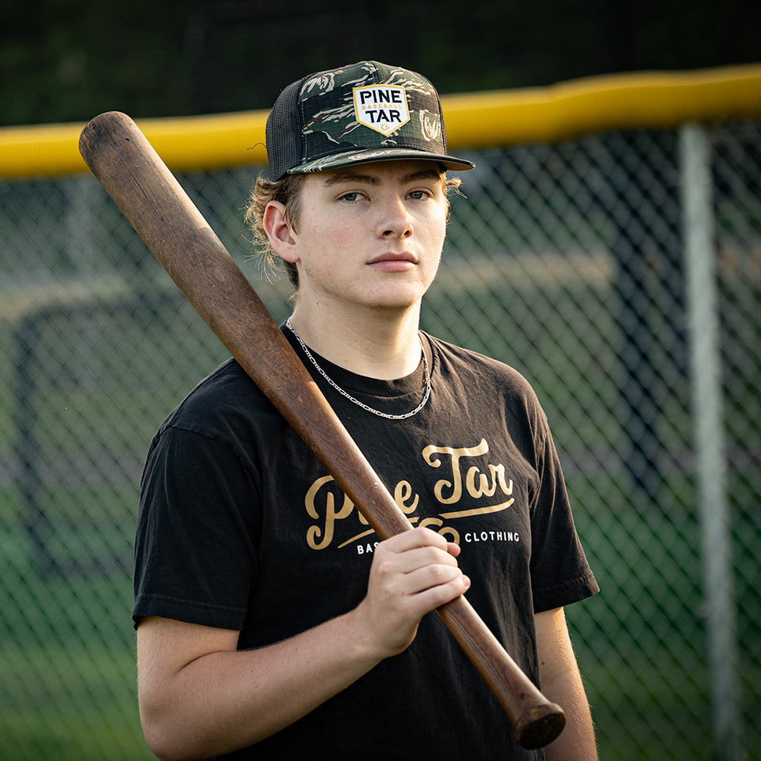 Pine Tar Plate Snapback – Tiger Camo
